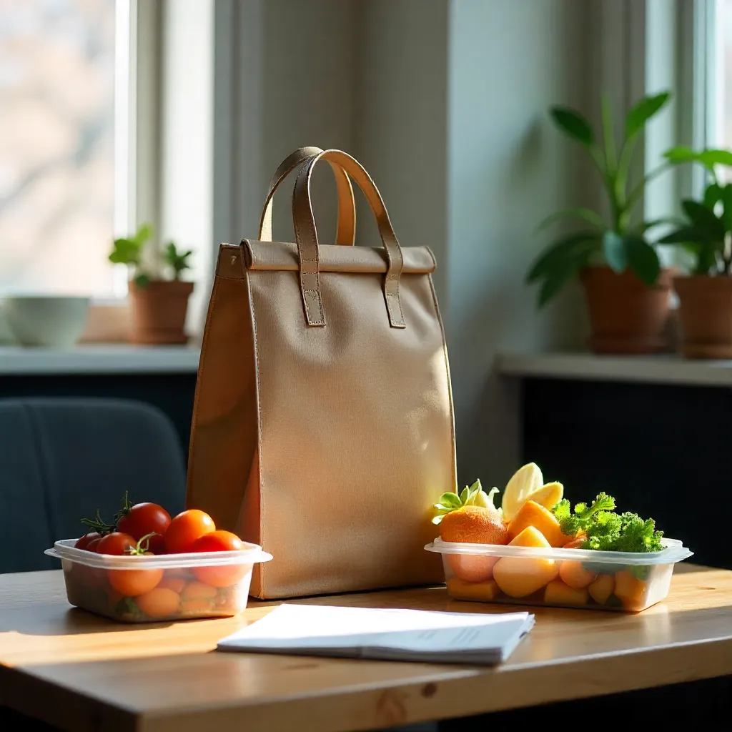 Lunch bags in use